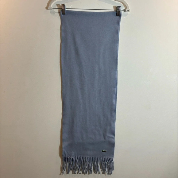 LACOSTE 100% Wool Light  Blue Large Scarf - Picture 4 of 5